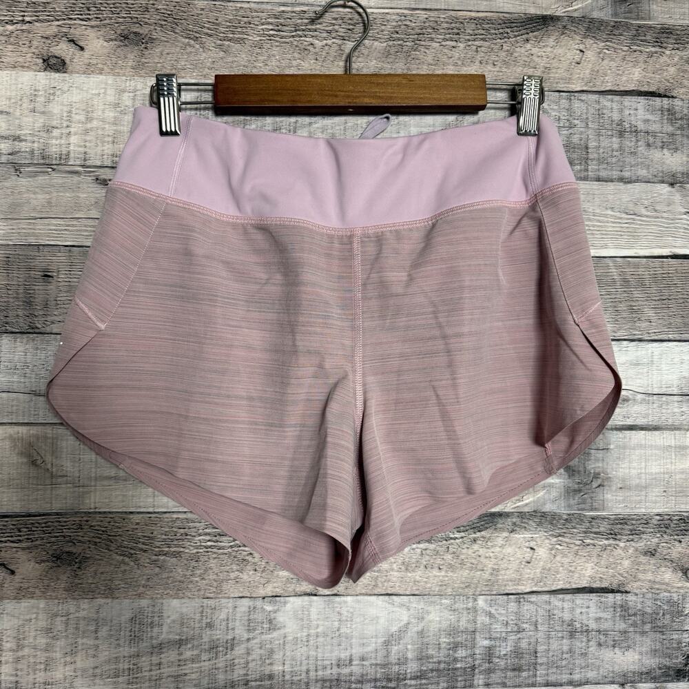 Athleta Womens Run With It Textured 3.5" Shorts Size Small Pink Lined Zip Pocket